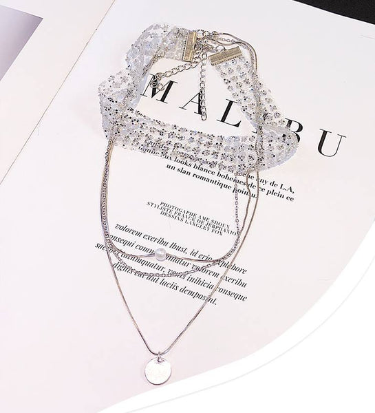 Set chocker lấp lánh kèm dây chuyền