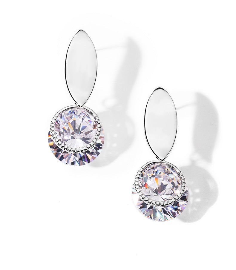 Bông Tai Tòn Teng Đá Trắng Giọt Nước Hai Màu