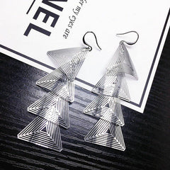 Bông tai tòn teng tam giác 4 tầng