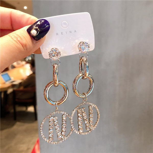 Bông Tai Tòn Teng Chữ N Đính Đá