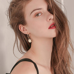 Bông Tai Khoen Vuông Hoa Đá Mắt Mèo 6 Cánh