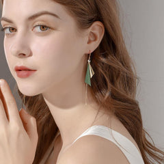 Bông Tai Tòn Teng 2 Tam Giác Vàng Xanh Dạng Móc