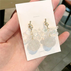 Bông Tai Tòn Teng Cánh Hoa Châu Trắng