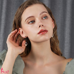 Bông Tai Tòn Teng Giọt Nước Đính Đá Mắt Mèo Dạng Móc