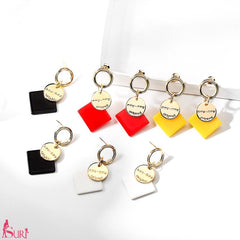 Bông Tai Tòn Teng Hình Thoi Vàng Chanh