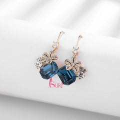 Bông Tai Tòn Teng Đá Xanh Hoa Đá Cao Cấp Dạng Móc