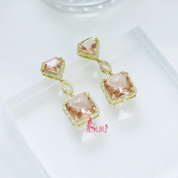 Bông Tai Tòn Teng Diamond Đá Màu Nâu Trà