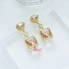 Bông Tai Tòn Teng Diamond Đá Màu Nâu Trà