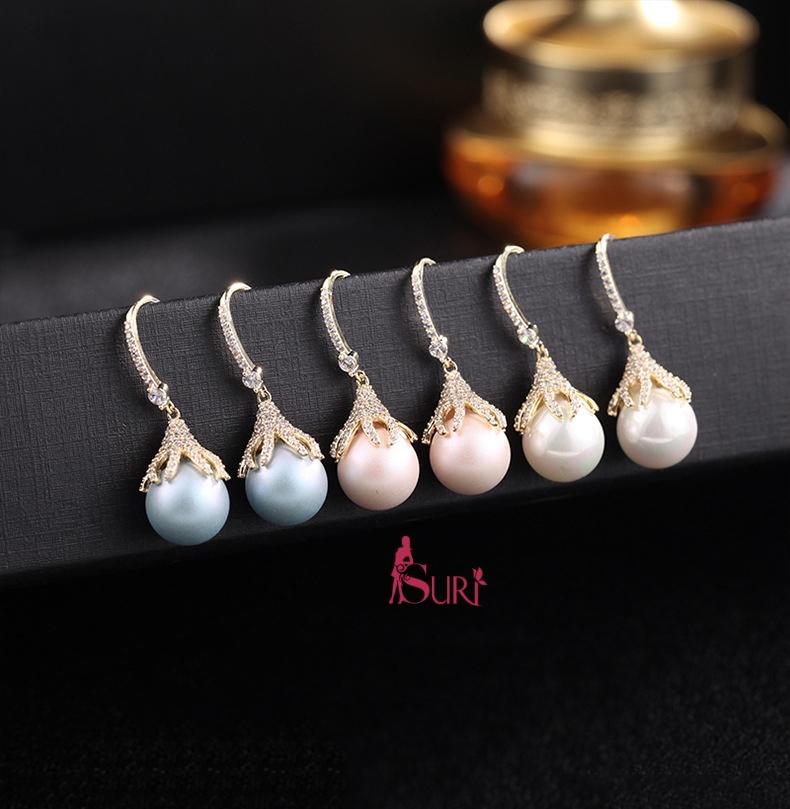 Bông Tai Nụ Ngọc Trai Dạng Móc Nhiều Màu