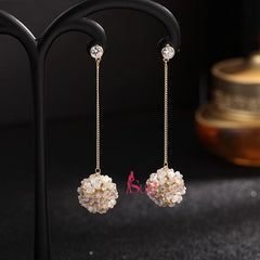 Bông Tai Tòn Teng Chùm Hoa Xà Cừ Dạng Móc