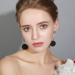 Bông Tai Tòn Teng Bản Tròn Đen