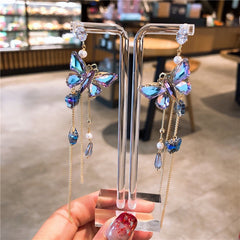 Bông Tai Tòn Teng Butterfly Pha Lê Màu