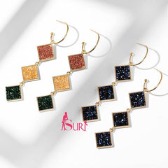 Bông Tai Tòn Teng Khoen 3 Hình Thoi Đá Màu