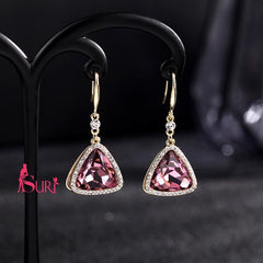 Bông Tai Tòn Teng Tam Giác Đá Xanh Dạng Móc