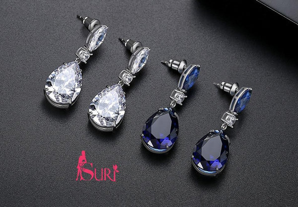 Bông Tai Tòn Teng Giọt Nước Đá Màu