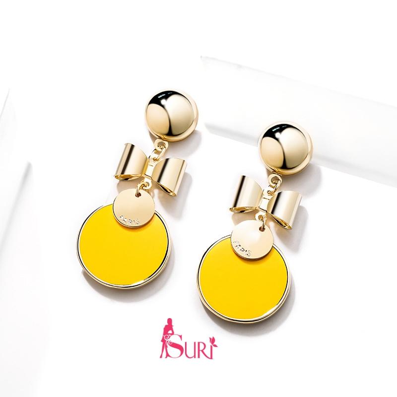 Bông Tai Tòn Teng Nơ Đính Tròn Vàng