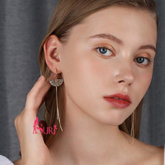 Bông Tai Tòn Teng Chiết Phiến Đá Đen