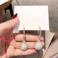 Bông Tai Tòn Teng Khoen Tròn Quả Cầu Ngọc Trai