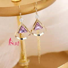 Bông Tai Tòn Teng Rẻ Quạt Đá Xanh Dạng Móc