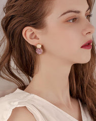 Bông tai tòn teng vuông đá xám