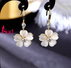 Bông Tai Tòn Teng Hoa 5 Cánh Trái Tim Dạng Móc