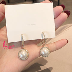 Bông Tai Tòn Teng Khoen Tròn Quả Cầu Ngọc Trai