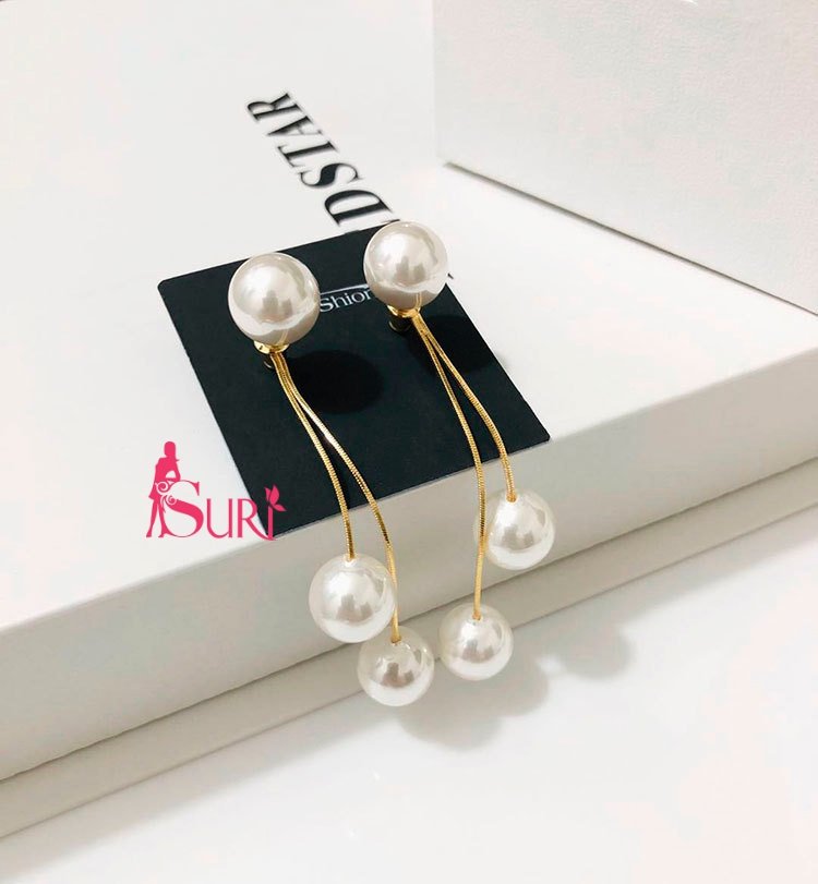 Bông Tai Tòn Teng Ngọc Trai 2  Sợi