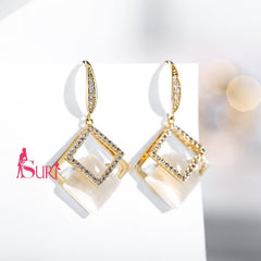 Bông Tai Tòn Teng Giọt Nước Đính Đá Mắt Mèo Dạng Móc