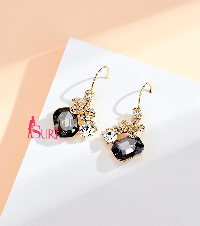 Bông Tai Tòn Teng Đá Xanh Hoa Đá Cao Cấp Dạng Móc