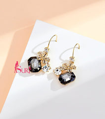 Bông Tai Tòn Teng Đá Xanh Hoa Đá Cao Cấp Dạng Móc