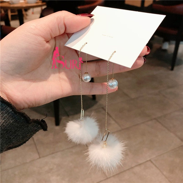 Bông Tai Tòn Teng Ngọc Trai Cục Bông Trắng