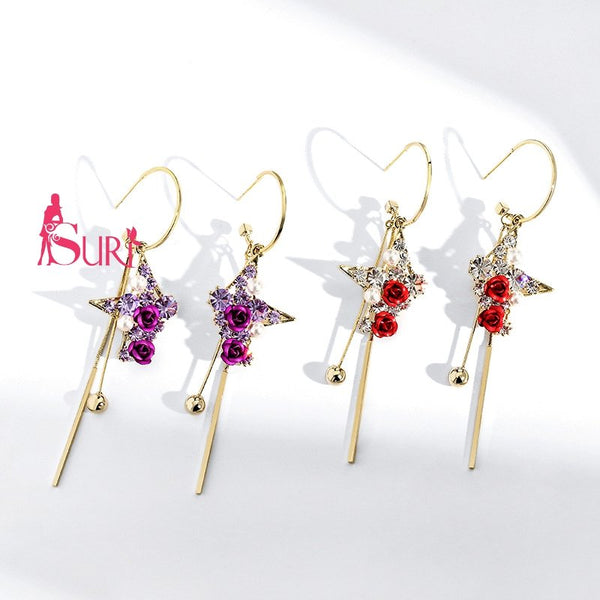 Bông Tai Tòn Teng Khoen Ngôi Sao Hoa Hồng