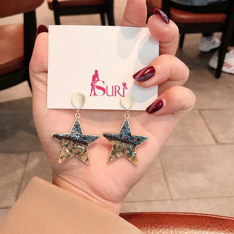 Bông Tai Tòn Teng Ngôi Sao Đá Pha Lê 2 Màu