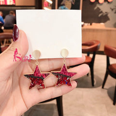 Bông Tai Tòn Teng Ngôi Sao Đá Pha Lê 2 Màu