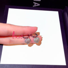 Bông Tai Trái Tim Đá Trắng Dạng Móc