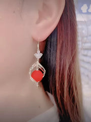 Bông Tai Tòn Teng Xoắn Lưới Đính Ngọc Trai Nhám