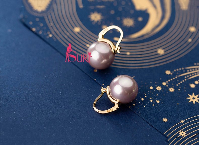 Bông Tai Ngọc Trai Thiết Kế Móc Vòng Cung