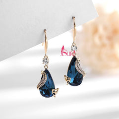 Bông Tai Tòn Teng Hồ Ly Phối Đá Màu Giọt Nước Dạng Móc