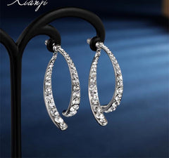 Bông Tai Tòn Teng Phối Đá Trắng Dáng Chữ X Dạng Móc