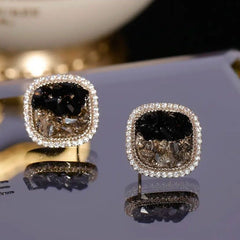 Bông Tai Hình Thoi Đính Đá Pha Lê 2 Màu Sát Tai